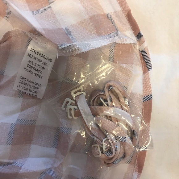 NWT Gingham Off Shoulder Boho Blouse Sz M - Picture 6 of 6